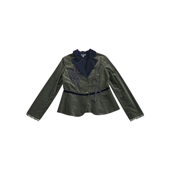 Vintage Anthropologie Basil and Maude Velour Embroidered Boho Blazer Jacket Top - Picture 1 of 5